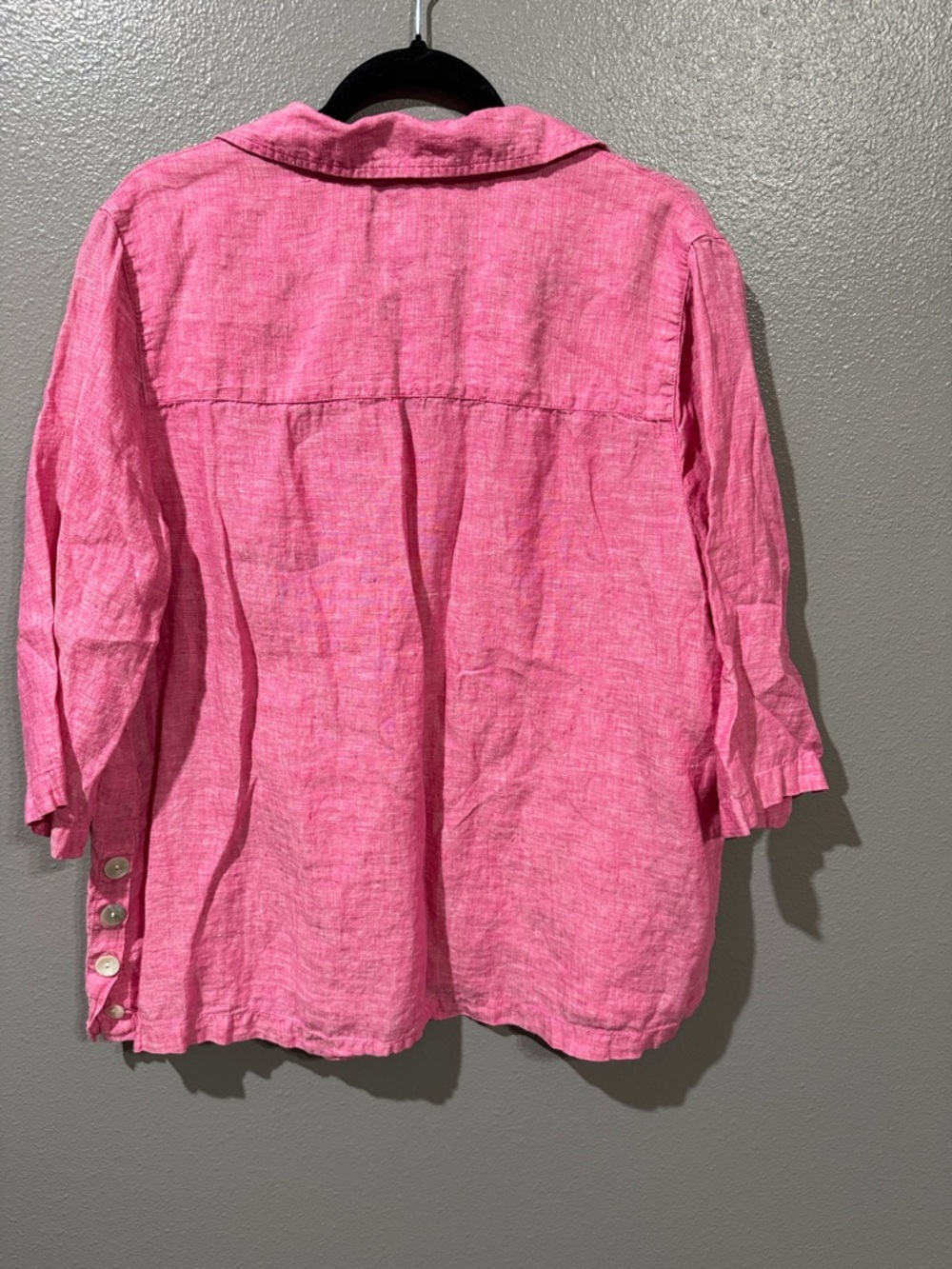 Tahari Bright Pink 100% Linen V-Neck Tunic - Picture 4 of 5
